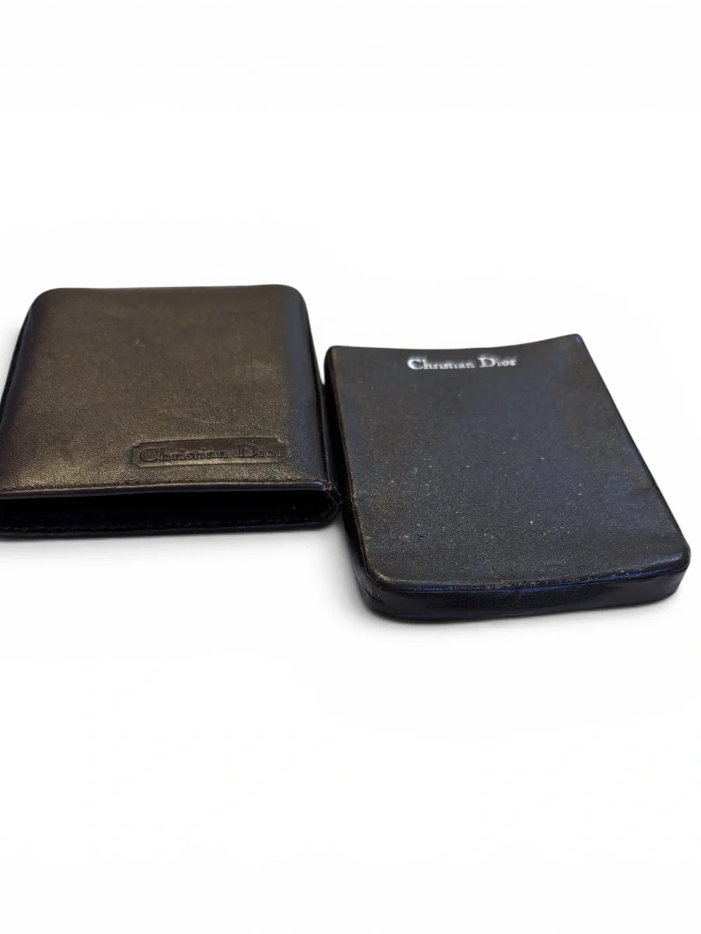 RARE Two Piece Dior Spain Vintage Brown Leather Cigarette Case